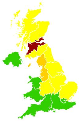 Click on a region for air pollution levels for 29/04/1998