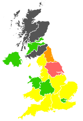 Click on a region for air pollution levels for 29/04/1999