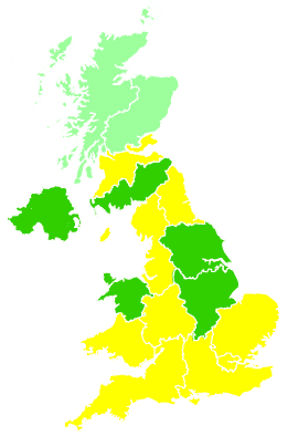 Click on a region for air pollution levels for 29/04/2003