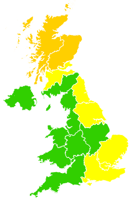 Click on a region for air pollution levels for 29/04/2004