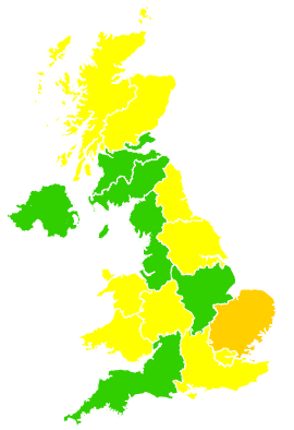 Click on a region for air pollution levels for 29/04/2005