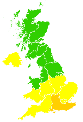 Click on a region for air pollution levels for 29/04/2007