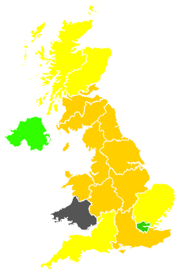 Click on a region for air pollution levels for 29/05/1990