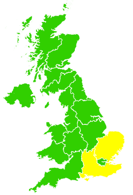 Click on a region for air pollution levels for 29/05/1995