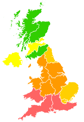 Click on a region for air pollution levels for 29/05/2003