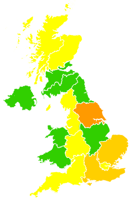 Click on a region for air pollution levels for 29/05/2004