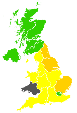 Click on a region for air pollution levels for 29/06/1990
