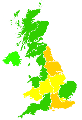 Click on a region for air pollution levels for 29/06/1994
