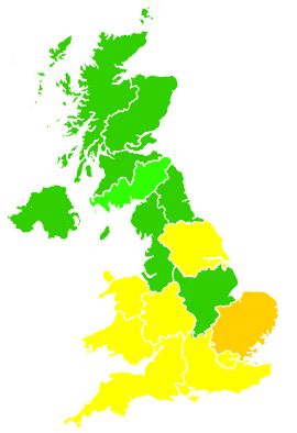 Click on a region for air pollution levels for 29/06/2005