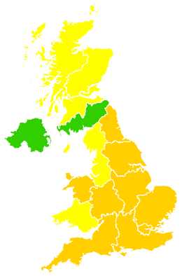 Click on a region for air pollution levels for 29/06/2009