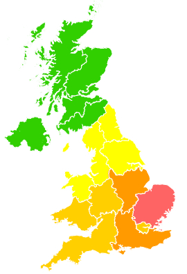 Click on a region for air pollution levels for 29/06/2019