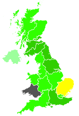 Click on a region for air pollution levels for 29/07/1990