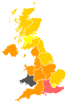 Click on a region for air pollution levels for 29/07/1991
