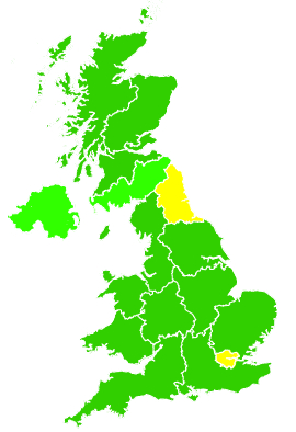 Click on a region for air pollution levels for 29/07/2000