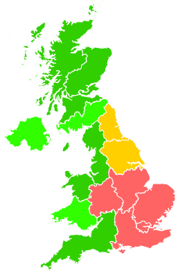 Click on a region for air pollution levels for 29/07/2002