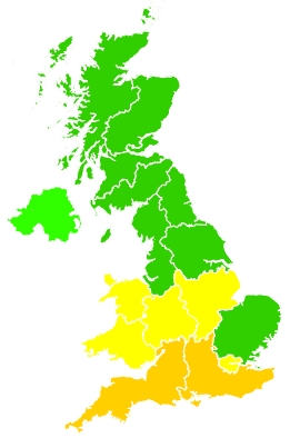 Click on a region for air pollution levels for 29/07/2022