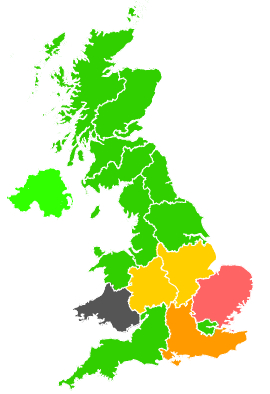 Click on a region for air pollution levels for 29/08/1990