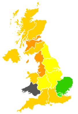 Click on a region for air pollution levels for 29/08/1991