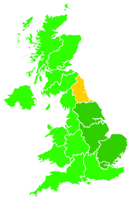 Click on a region for air pollution levels for 29/08/1995