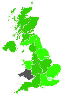 Click on a region for air pollution levels for 29/09/1987