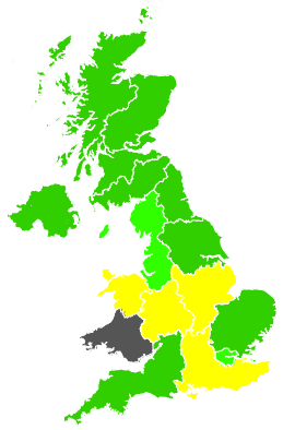 Click on a region for air pollution levels for 29/09/1990