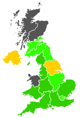 Click on a region for air pollution levels for 29/09/1993