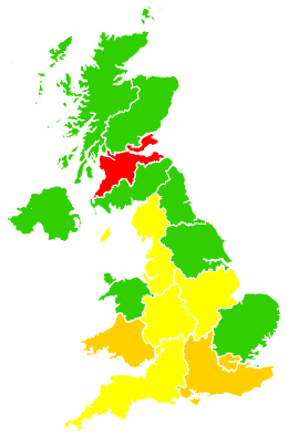 Click on a region for air pollution levels for 29/09/1997