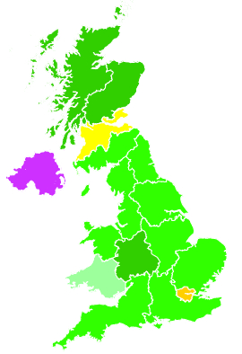 Click on a region for air pollution levels for 29/10/1992