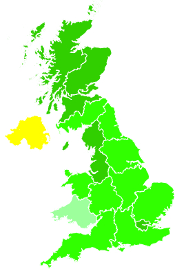 Click on a region for air pollution levels for 29/10/1993