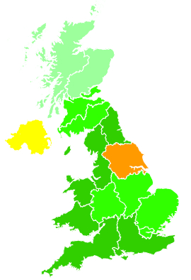 Click on a region for air pollution levels for 29/10/1994