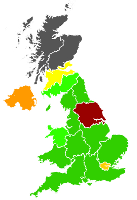 Click on a region for air pollution levels for 29/10/1997