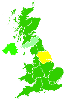 Click on a region for air pollution levels for 29/10/2004