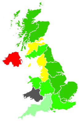 Click on a region for air pollution levels for 29/11/1990