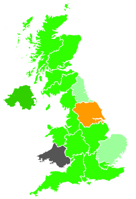 Click on a region for air pollution levels for 29/11/1991