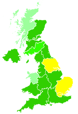 Click on a region for air pollution levels for 29/11/2014