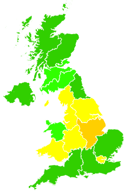 Click on a region for air pollution levels for 29/11/2016