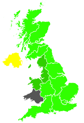 Click on a region for air pollution levels for 29/12/1991