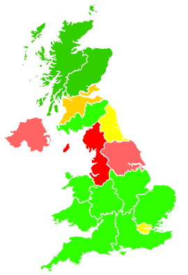 Click on a region for air pollution levels for 29/12/1995