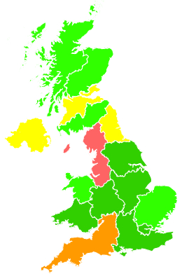 Click on a region for air pollution levels for 29/12/2014