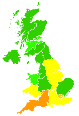 Click on a region for air pollution levels for 29/12/2016