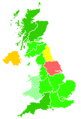 Click on a region for air pollution levels for 30/01/1993
