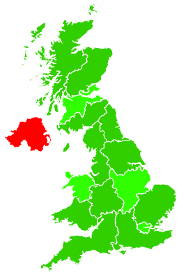 Click on a region for air pollution levels for 30/01/1995