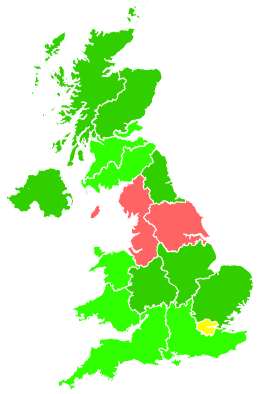 Click on a region for air pollution levels for 30/01/1997