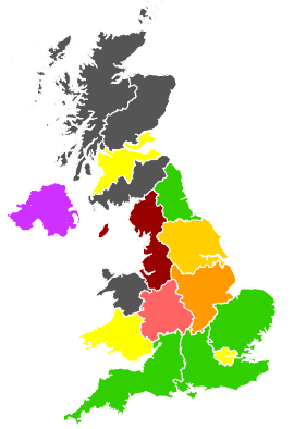 Click on a region for air pollution levels for 30/01/1998