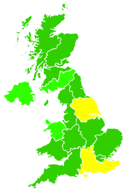 Click on a region for air pollution levels for 30/01/2012