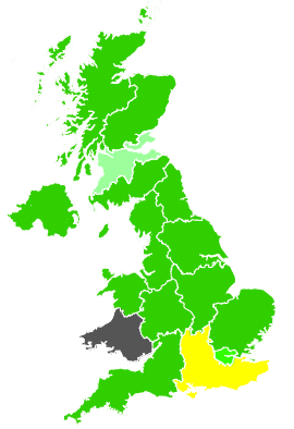 Click on a region for air pollution levels for 30/03/1989