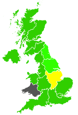 Click on a region for air pollution levels for 30/03/1990