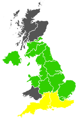 Click on a region for air pollution levels for 30/03/1991