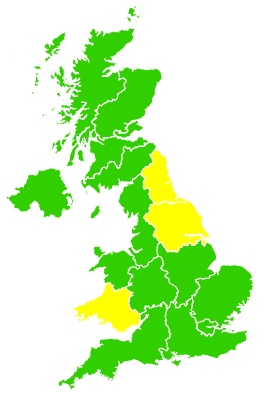 Click on a region for air pollution levels for 30/03/2000
