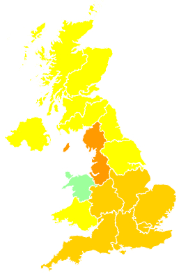 Click on a region for air pollution levels for 30/03/2002